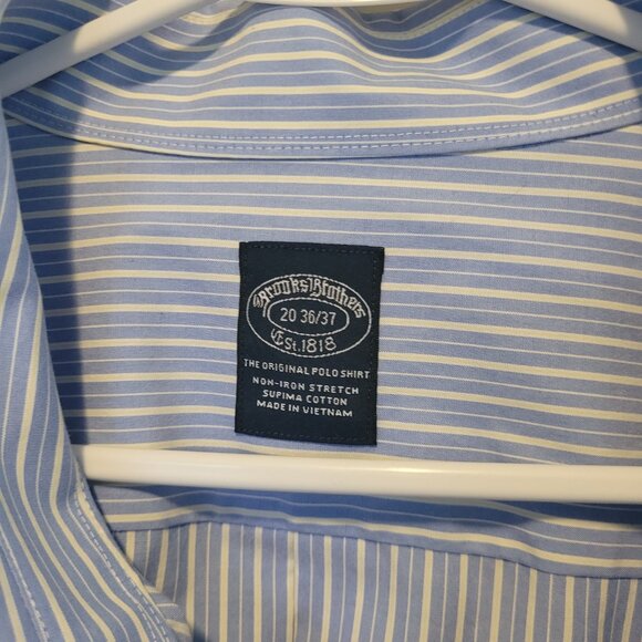 Brooks Brothers Big & Tall Striped Non-Iron Dress Shirt 20 36/37 - Picture 2 of 4